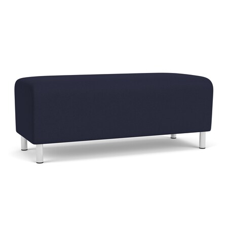 Lesro Siena Lounge Reception Loveseat Bench, Brushed Steel, OH Navy Upholstery SN6001